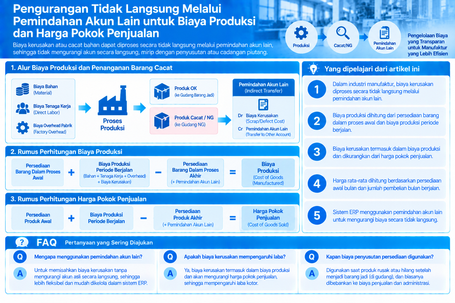Diagram terstruktur tentang pemindahan akun lain untuk biaya produksi dan COGS
