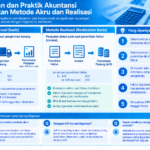 Infografis yang merangkum perbedaan metode akru dan realisasi dalam akuntansi
