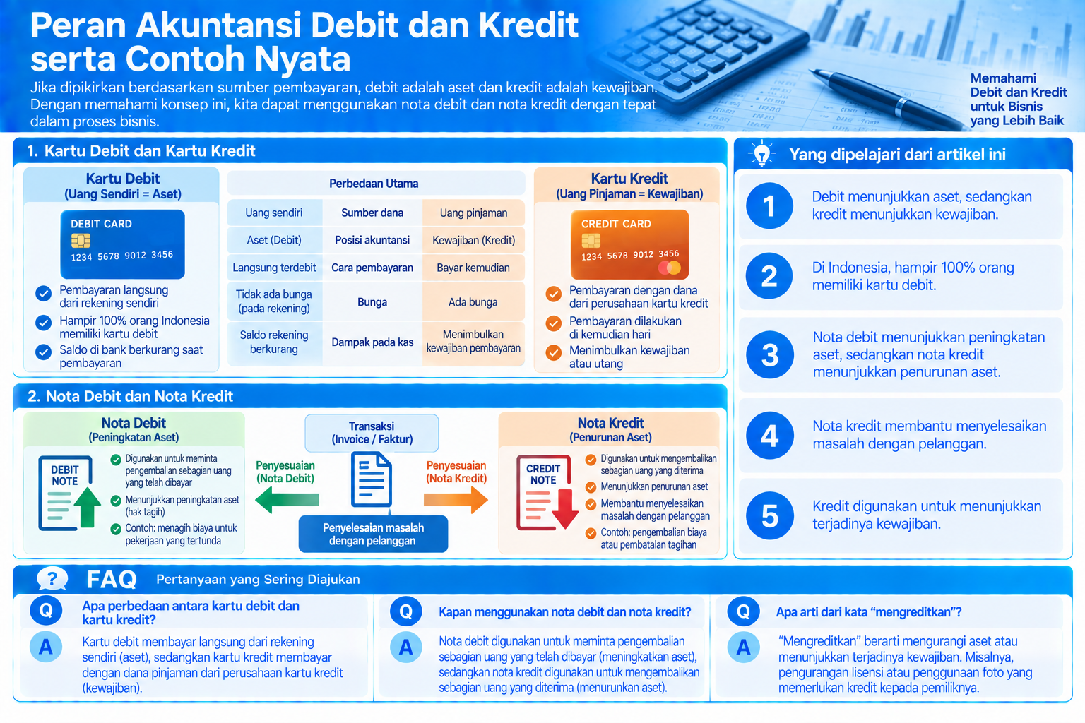 Diagram terstruktur tentang peran debit dan kredit dalam akuntansi