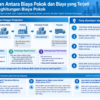 Diagram terstruktur tentang hubungan biaya pokok dan biaya aktual dalam penghitungan biaya pokok