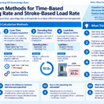 Infographic structuring calculation methods for operating and load rates in manufacturing