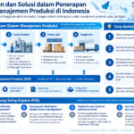Infografis yang merangkum alur proses sistem manajemen produksi di Indonesia, dari penerimaan bahan hingga pengiriman produk