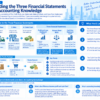 Infographic structuring the flow from transactions to three financial statements