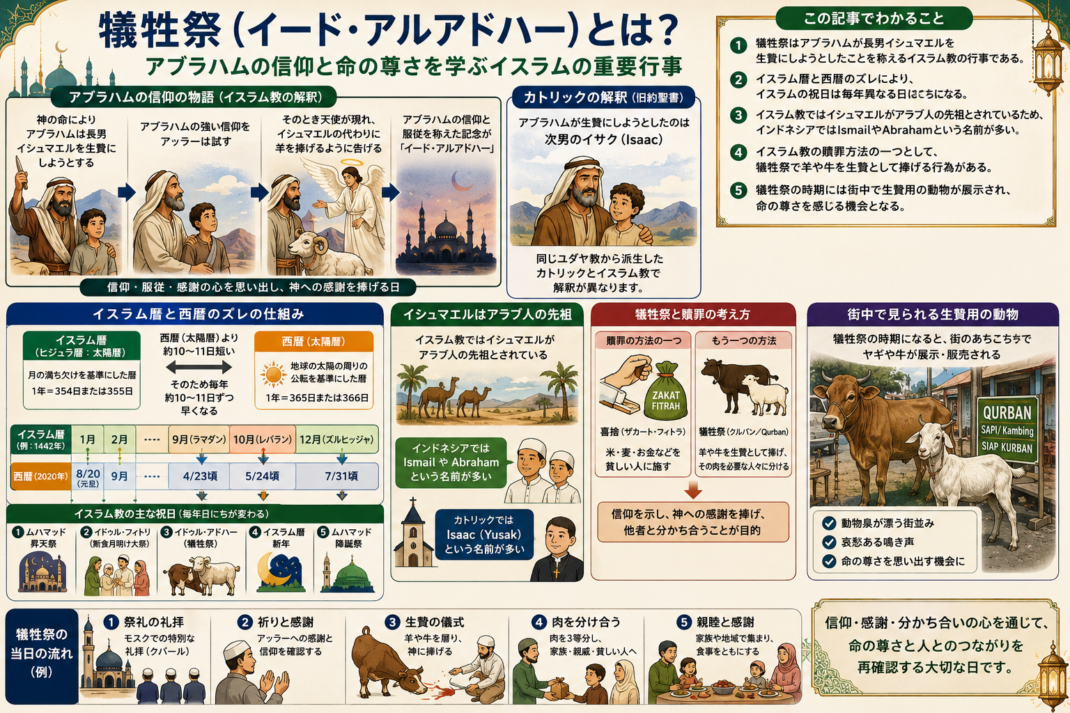 犠牲祭とイスラム暦の祝日が毎年ずれる仕組みを構造化した図解