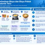 Diagram terstruktur tentang perbedaan biaya dan biaya pokok Indomie telur