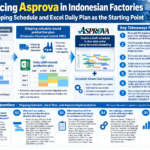 Structured diagram of Asprova implementation in Indonesian factories: shipping schedule vs Excel daily plans